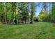 Scenic view of a lush, green backyard, embraced by mature trees, creating a private and tranquil setting at 3650 Brooks Bnd, Franklinton, NC 27525