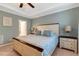 Cozy bedroom with soft lighting, neutral walls, plush carpet, and a large bed with decorative pillows and side tables at 3650 Brooks Bnd, Franklinton, NC 27525