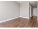 Neutral bedroom with beautiful hardwood floors, clean lines, and plenty of natural light at 400 W North St # 1430, Raleigh, NC 27603