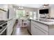 Modern eat-in kitchen featuring an island and stainless steel appliances at 420 Cherry St, Fuquay Varina, NC 27526
