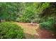 Secluded backyard oasis with lush greenery and cozy seating around a fire pit at 4900 American Dr, Durham, NC 27705