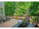Outdoor deck with seating area offers a tranquil spot to enjoy the view of the wooded surroundings at 4900 American Dr, Durham, NC 27705