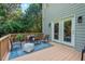 Enjoy the view from this private deck, perfect for relaxing or entertaining with outdoor seating and a lush backdrop at 4900 American Dr, Durham, NC 27705