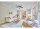 Comfortable living room showcasing neutral tones, stylish decor, and plenty of seating at 5319 Memory Ln, Durham, NC 27712