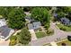 Aerial view of a home nestled among mature trees, showcasing its inviting curb appeal at 6509 Virgilia Ct, Raleigh, NC 27616
