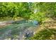 Crystal-clear creek running through the property, creating a picturesque natural landscape at 7723 Johnson Mill Rd, Bahama, NC 27503