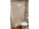 Bright bathroom showcasing a modern shower and fixtures, providing a clean and functional space at 807 W Trinity Ave # 144, Durham, NC 27701