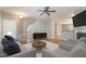 Spacious living area with stairs, stylish furniture, and modern decor at 809 Amarillo Rose Ln, Durham, NC 27712
