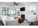 Inviting living room with fireplace, large windows, and comfortable seating at 92 Cardinal Ridge Rd, Chapel Hill, NC 27516