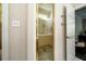 En suite bathroom features a glass-enclosed shower, tiled floors and neutral wall paint at 100 Panoramic Ct, Cary, NC 27519