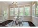 Bright breakfast nook showcasing natural light from expansive windows with a white table and modern chairs at 100 Panoramic Ct, Cary, NC 27519