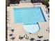 Aerial of community pool with sun loungers and tables with chairs at 1016 Matterhorn Dr, Fuquay Varina, NC 27526