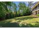 Sloping backyard with mature trees at 1305 Kimberly Dr, Raleigh, NC 27609