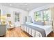 Bedroom with hardwood floors and natural light from large windows at 1307 Arnette Ave, Durham, NC 27707