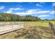 A view of the backyard deck, yard, and fencing, set against a scenic backdrop at 1347 Crocker Rd, Smithfield, NC 27577