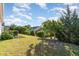 A landscaped backyard shows lush green grass and neatly trimmed hedges and trees in a well-maintained outdoor space at 1522 Palmer Hill Dr, Durham, NC 27703