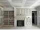Living room under construction featuring a fireplace and built-in shelves at 196 Cozy Brook Ct, Clayton, NC 27520