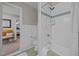 Bright bathroom with shower and toilet with an open entry at 204 Rossburn Way, Chapel Hill, NC 27516