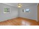 Bedroom with hardwood floors and ceiling fan at 2910 Dove Ln, Raleigh, NC 27604
