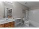 This bathroom features a single vanity and a shower/tub at 3069 Buttonwood Ln, Clayton, NC 27520