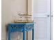 Detailed view of a blue side table and martini glasses at 340 Allister Dr # 201, Raleigh, NC 27609