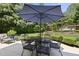 Inviting patio with dining set and shade umbrella, perfect for outdoor entertaining at 3617 Carlow Ct, Raleigh, NC 27612