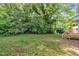 Spacious backyard with flourishing greenery and a wooden porch; perfect for outdoor enjoyment and privacy at 407 Collier St, Smithfield, NC 27577