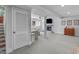 Finished basement area featuring a fireplace, carpeted floors, and a comfortable seating area at 4109 Huckleberry Dr, Raleigh, NC 27612