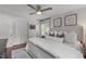 Spacious bedroom with a ceiling fan, neutral decor, and a large closet at 4109 Huckleberry Dr, Raleigh, NC 27612