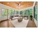 Relaxing screened porch with wood floors, ceiling fan, and comfortable seating at 415 Forsyth St, Raleigh, NC 27609