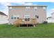 Backyard view featuring wooden deck, and spacious well maintained backyard at 4613 Jersey Pine Dr, Rolesville, NC 27571