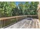 Wooden back deck perfect for outdoor enjoyment with a treeline view at 4900 North Hills Dr, Raleigh, NC 27612