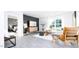 Open-concept living room boasts hardwood floors, lots of light, and stylish, modern furnishings at 493 Lochalsh Dr, Gibsonville, NC 27249