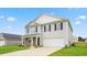 Charming two-story home with a well-manicured lawn, stone accents, and a two-car garage at 506 Lochalsh Dr, Gibsonville, NC 27249