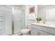 Modern bathroom with a glass-enclosed shower, sleek vanity, and elegant fixtures for a spa-like experience at 511 Lochalsh Dr, Gibsonville, NC 27249