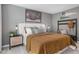 Comfortable bedroom featuring gray walls, quirky décor, and an upholstered headboard at 511 Lochalsh Dr, Gibsonville, NC 27249