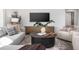 Comfortable living room with neutral tones, modern decor, and mounted flat screen television at 511 Lochalsh Dr, Gibsonville, NC 27249