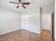 Bedroom features modern ceiling fan, light-colored walls, and access to ensuite bathroom at 519 Garendon Dr, Cary, NC 27519