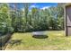 Beautiful backyard with a trampoline on a well-maintained lawn, perfect for Gathering fun and outdoor activities at 7304 Hasentree Club Dr, Wake Forest, NC 27587