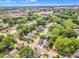 An aerial view of a residential area, featuring a variety of homes, tree coverage, and nearby amenities at 801 N Elm St, Durham, NC 27701