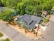 A detailed aerial view of a home and its property showcasing the driveway, backyard, and neighborhood context at 801 N Elm St, Durham, NC 27701