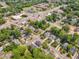 An aerial view of a charming neighborhood with tree-lined streets near schools and commercial areas at 801 N Elm St, Durham, NC 27701