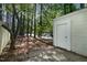 Backyard featuring a storage shed, offering practical storage solutions for outdoor equipment and tools at 102 Rosebrooks Dr, Cary, NC 27513
