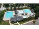 Aerial view of the large community pool with recreational amenities at 104 Crossway Ln, Holly Springs, NC 27540
