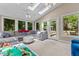 Spacious sunroom featuring skylights, natural light, and access to the outdoor patio at 104 Crossway Ln, Holly Springs, NC 27540