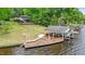 Aerial view of lake house, boat house and beautiful lawn at 104 Pontiac Cv, Louisburg, NC 27549