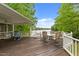 Charming back deck perfect for relaxing, complete with outdoor seating and a lake view at 104 Pontiac Cv, Louisburg, NC 27549
