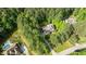 An aerial view of a home nestled among lush trees and landscaping provides a sense of seclusion at 110 Pebble Creek Dr, Franklinton, NC 27525