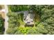 Aerial view of a home surrounded by lush greenery, showcasing its private, wooded setting at 110 Pebble Creek Dr, Franklinton, NC 27525