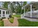 Large backyard with a gazebo, shed, and in-ground pool; ideal for recreation and relaxation at 1213 Indian Trail Dr, Raleigh, NC 27609